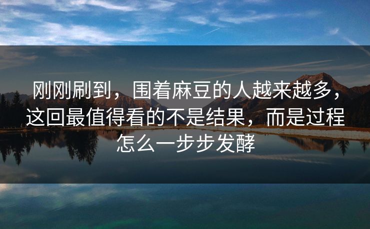 刚刚刷到，围着麻豆的人越来越多，这回最值得看的不是结果，而是过程怎么一步步发酵