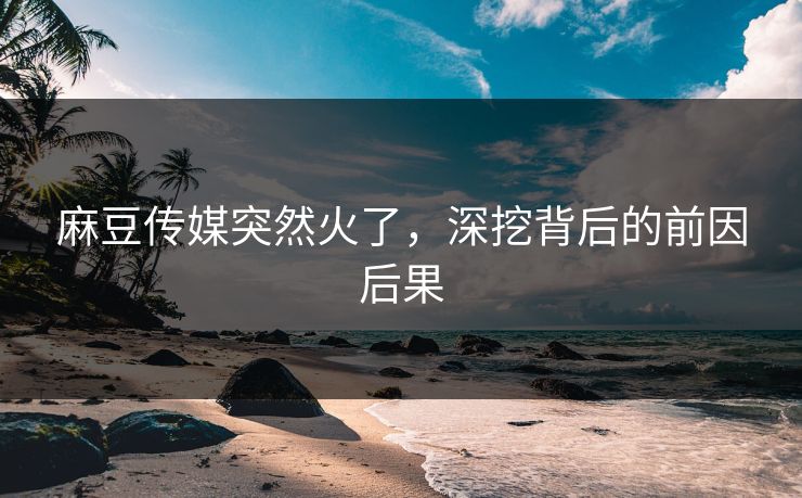 麻豆传媒突然火了，深挖背后的前因后果