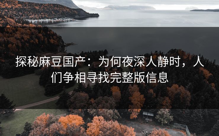 探秘麻豆国产：为何夜深人静时，人们争相寻找完整版信息