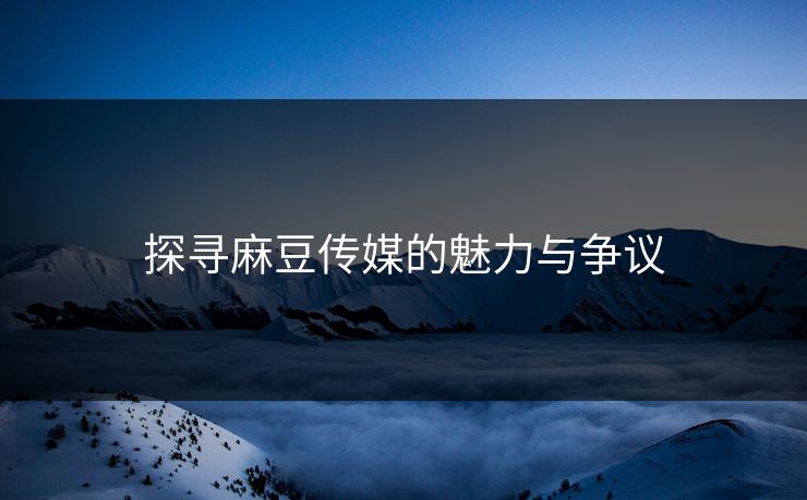 探寻麻豆传媒的魅力与争议