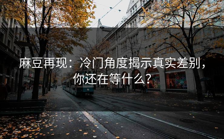 麻豆再现：冷门角度揭示真实差别，你还在等什么？