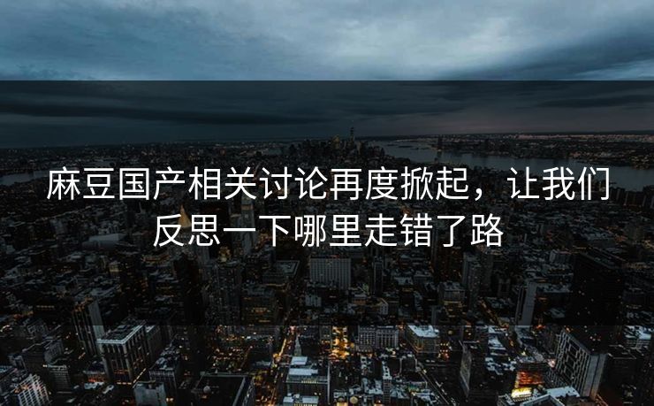 麻豆国产相关讨论再度掀起，让我们反思一下哪里走错了路