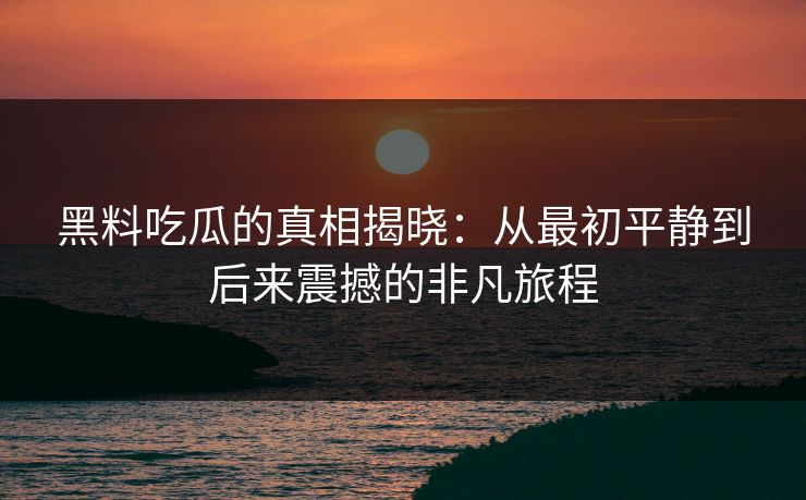 黑料吃瓜的真相揭晓：从最初平静到后来震撼的非凡旅程